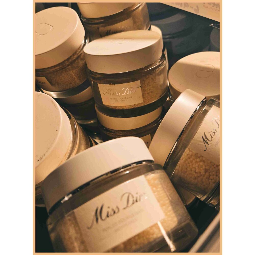 2 Jars Miss Dior Bath Pearls Glass Jar Rose Scent Relaxing Luxury Bath